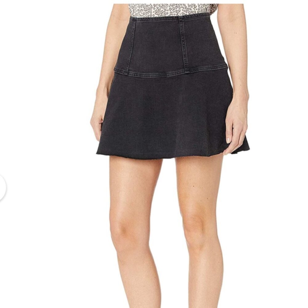 Free People We the Free Women's Highlands Denim Tiered Skirt Black size 8